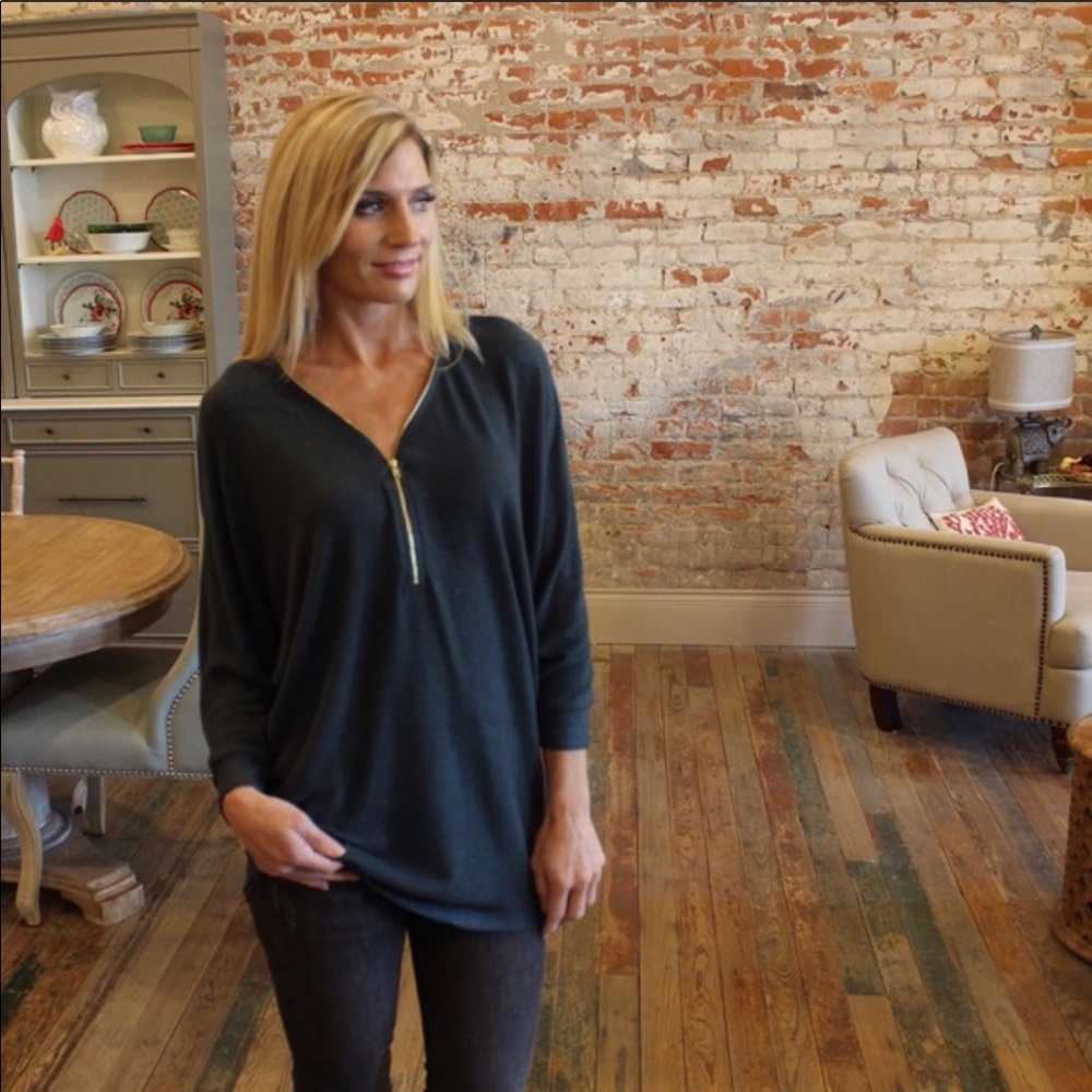 Reposh Hunter Green Zip Neck Tunic